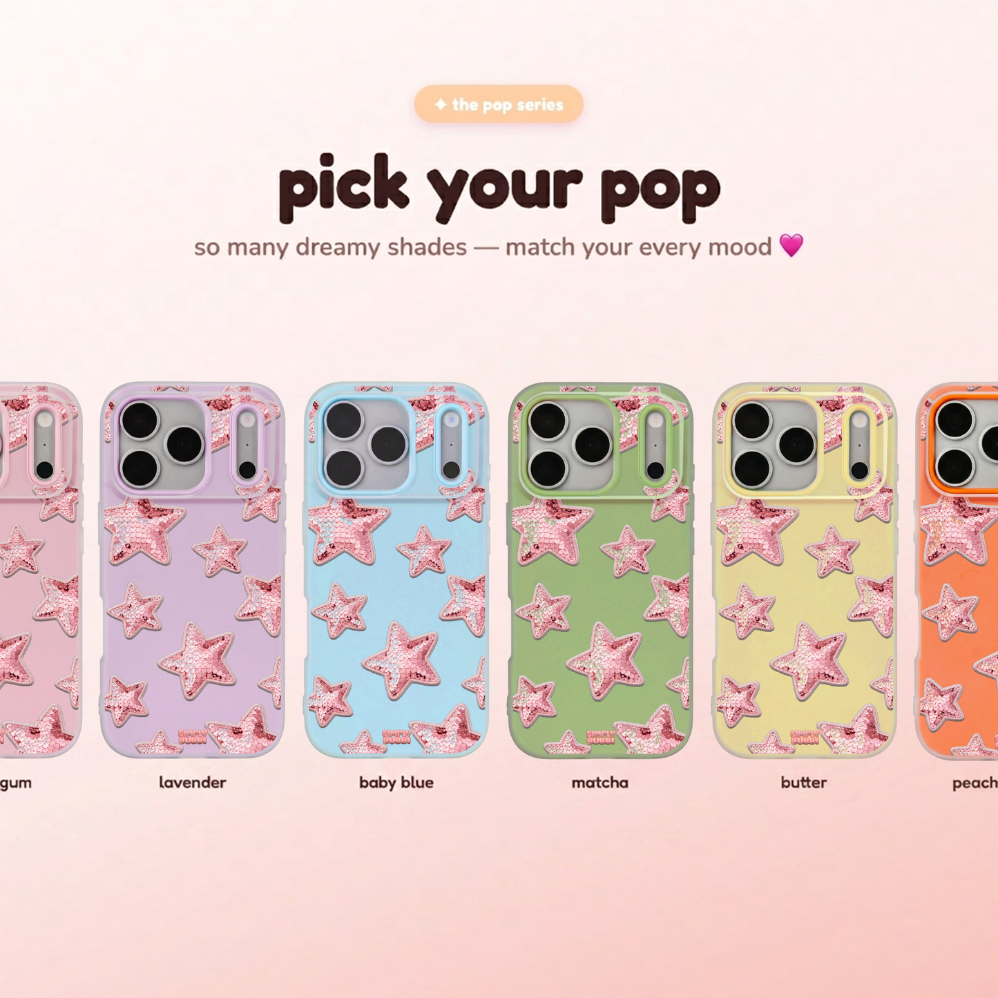 Rose Sequin Star Repeat Pop iPhone Case – product view 1
