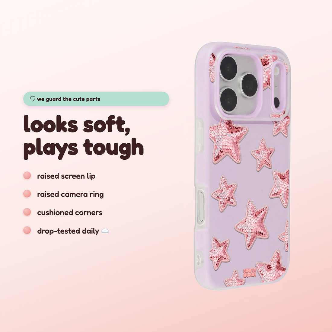 Rose Sequin Star Repeat Pop iPhone Case