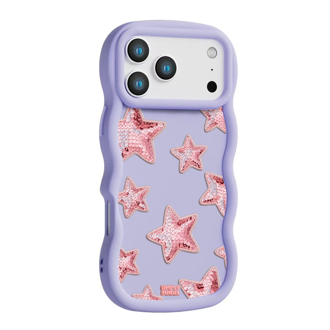 Rose Sequin Star Repeat Wavy iPhone Case – Lilac color