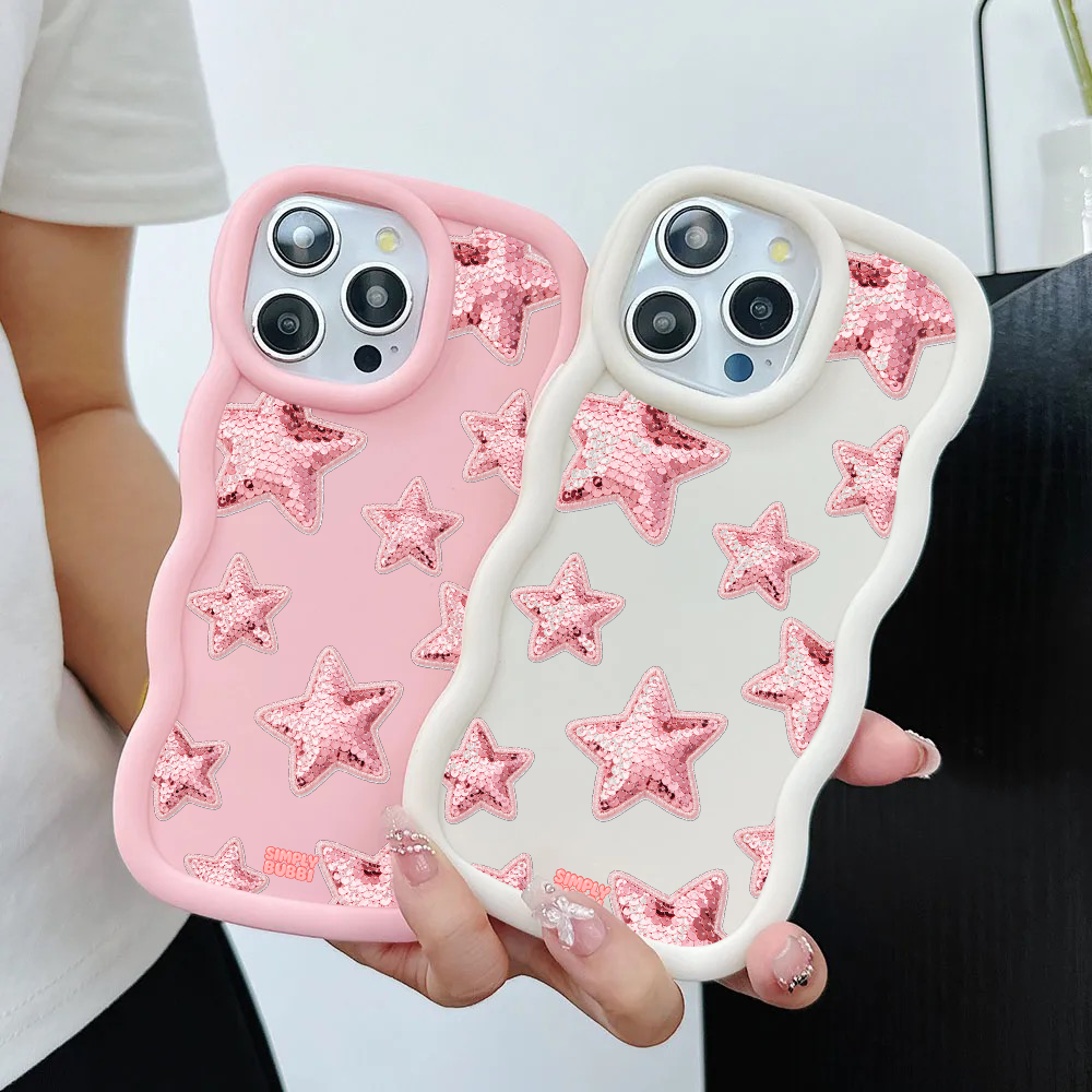 Rose Sequin Star Repeat Wavy iPhone Case – product view 2