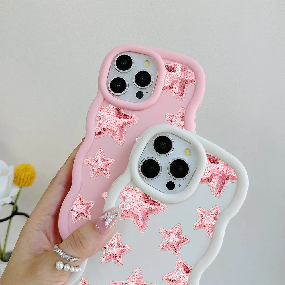 Rose Sequin Star Repeat Wavy iPhone Case – product view 3
