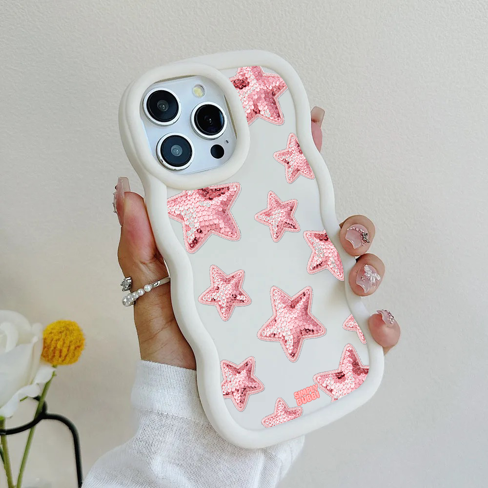 Rose Sequin Star Repeat Wavy iPhone Case
