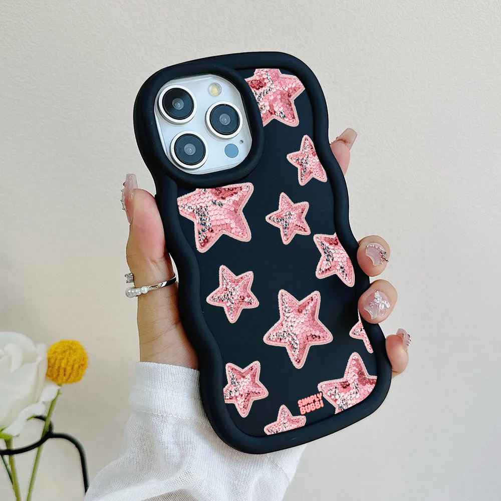 Rose Sequin Star Repeat Wavy iPhone Case