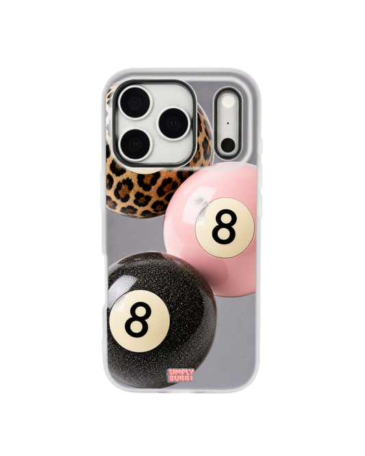 Leopard Blush Glitter 8 Balls Pop iPhone Case – Gray color