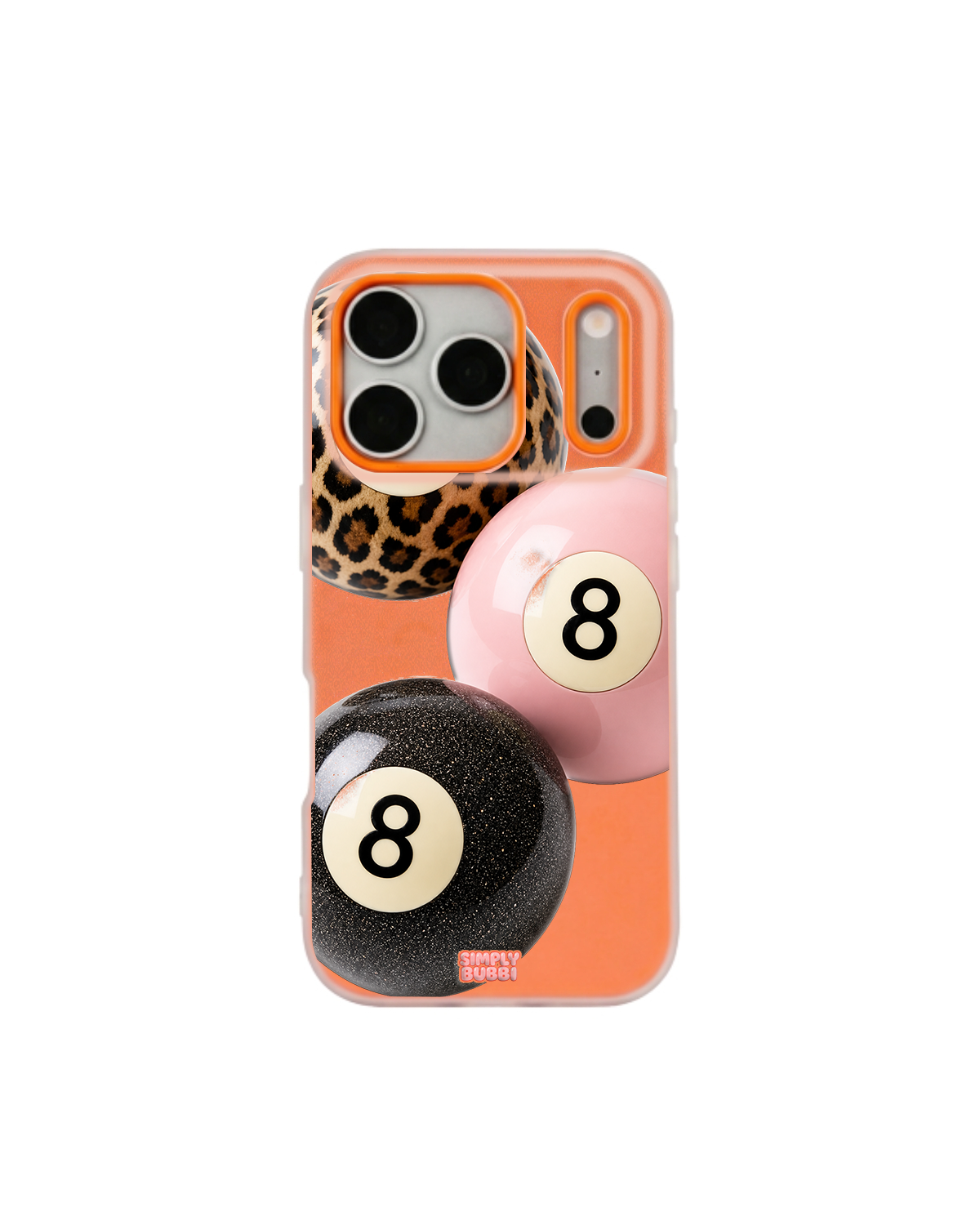 Leopard Blush Glitter 8 Balls Pop iPhone Case – Orange color
