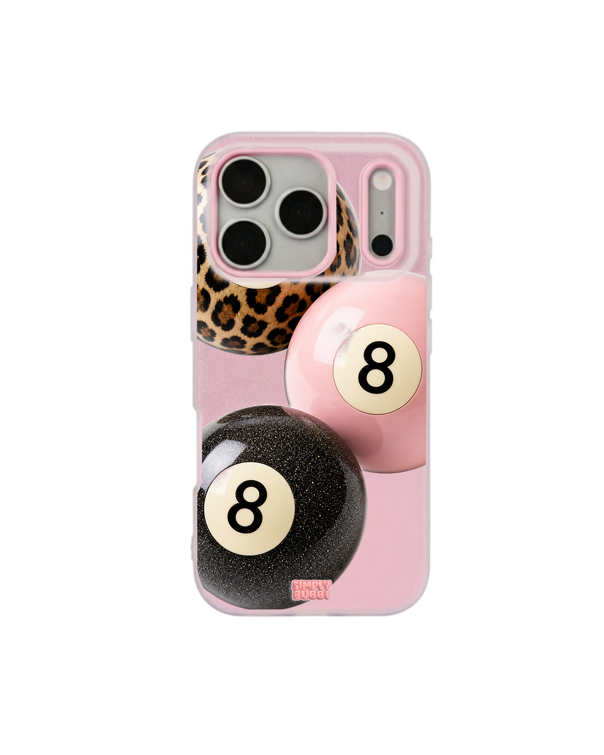 Leopard Blush Glitter 8 Balls Pop iPhone Case – Pink color
