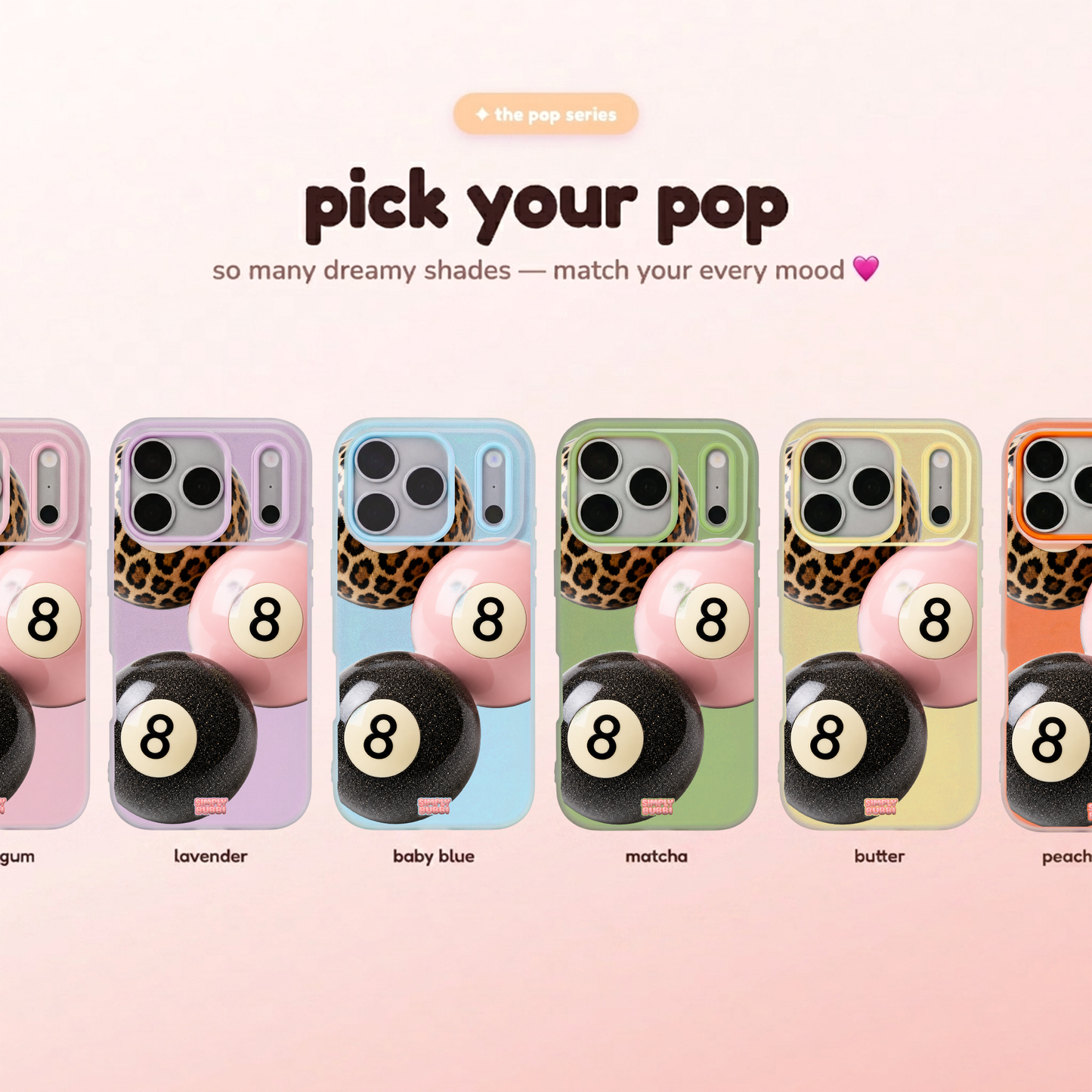Leopard Blush Glitter 8 Balls Pop iPhone Case – product view 1