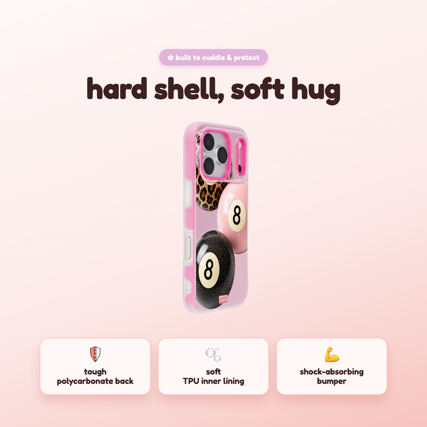 Leopard Blush Glitter 8 Balls Pop iPhone Case – product view 2