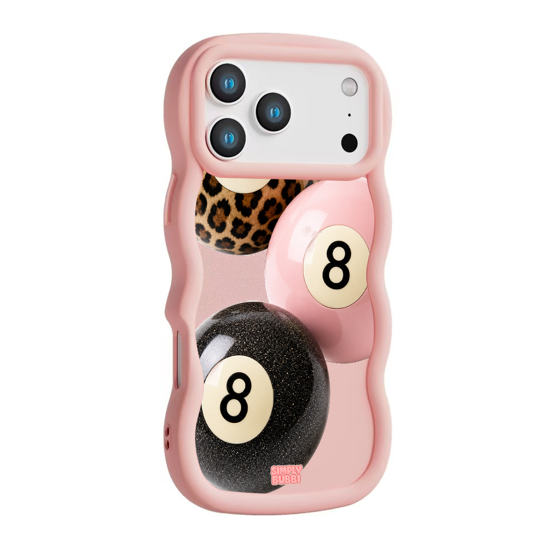 Leopard Blush Glitter 8 Balls Wavy iPhone Case – product view 9