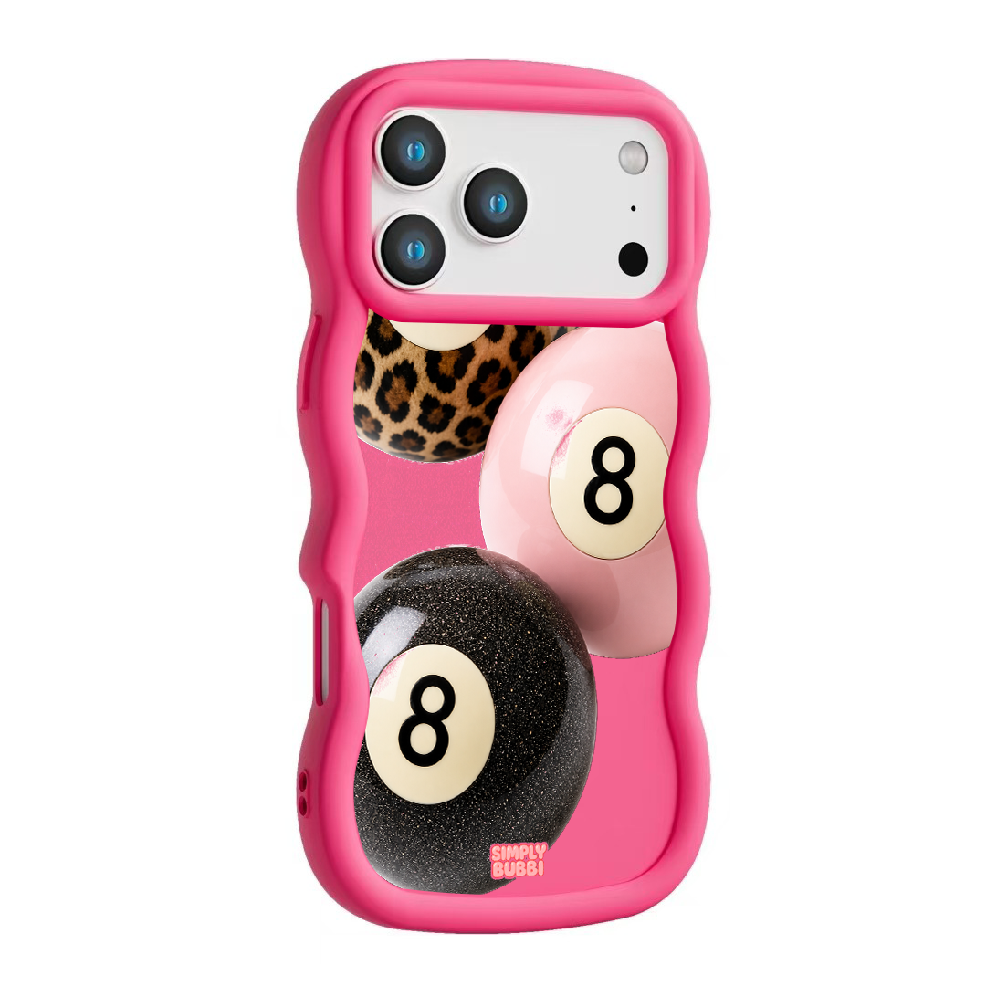 Leopard Blush Glitter 8 Balls Wavy iPhone Case – product view 10