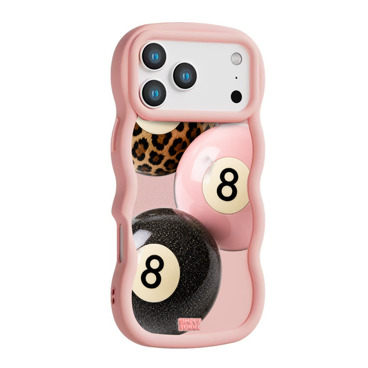 Leopard Blush Glitter 8 Balls Wavy iPhone Case – Blush color