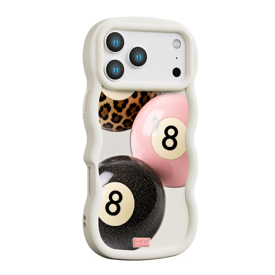 Leopard Blush Glitter 8 Balls Wavy iPhone Case – Cream color