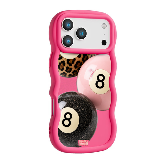 Leopard Blush Glitter 8 Balls Wavy iPhone Case – Hot Pink color