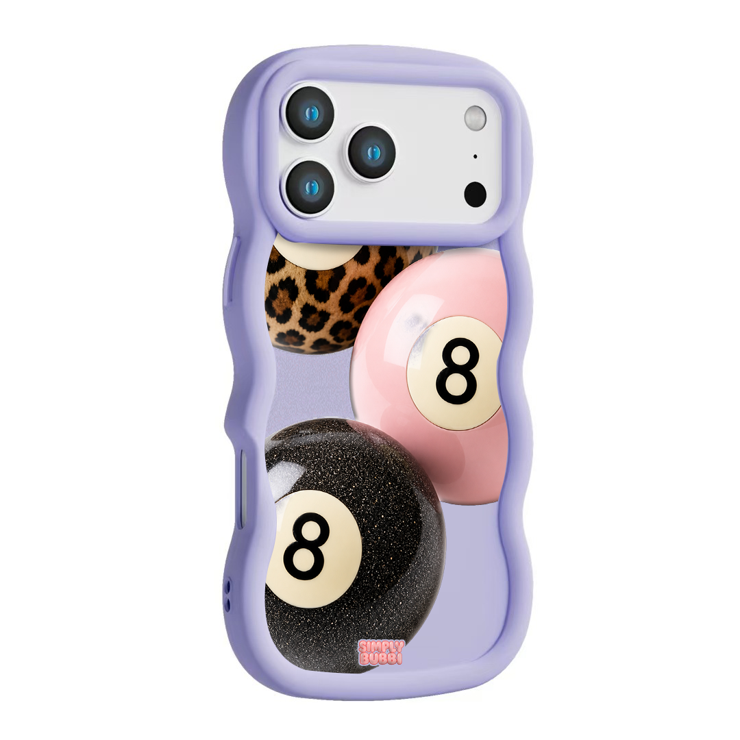 Leopard Blush Glitter 8 Balls Wavy iPhone Case – Lilac color