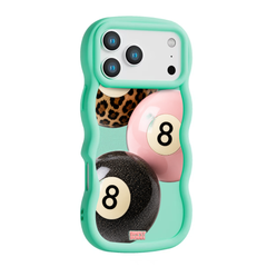 Leopard Blush Glitter 8 Balls Wavy iPhone Case – Mint
