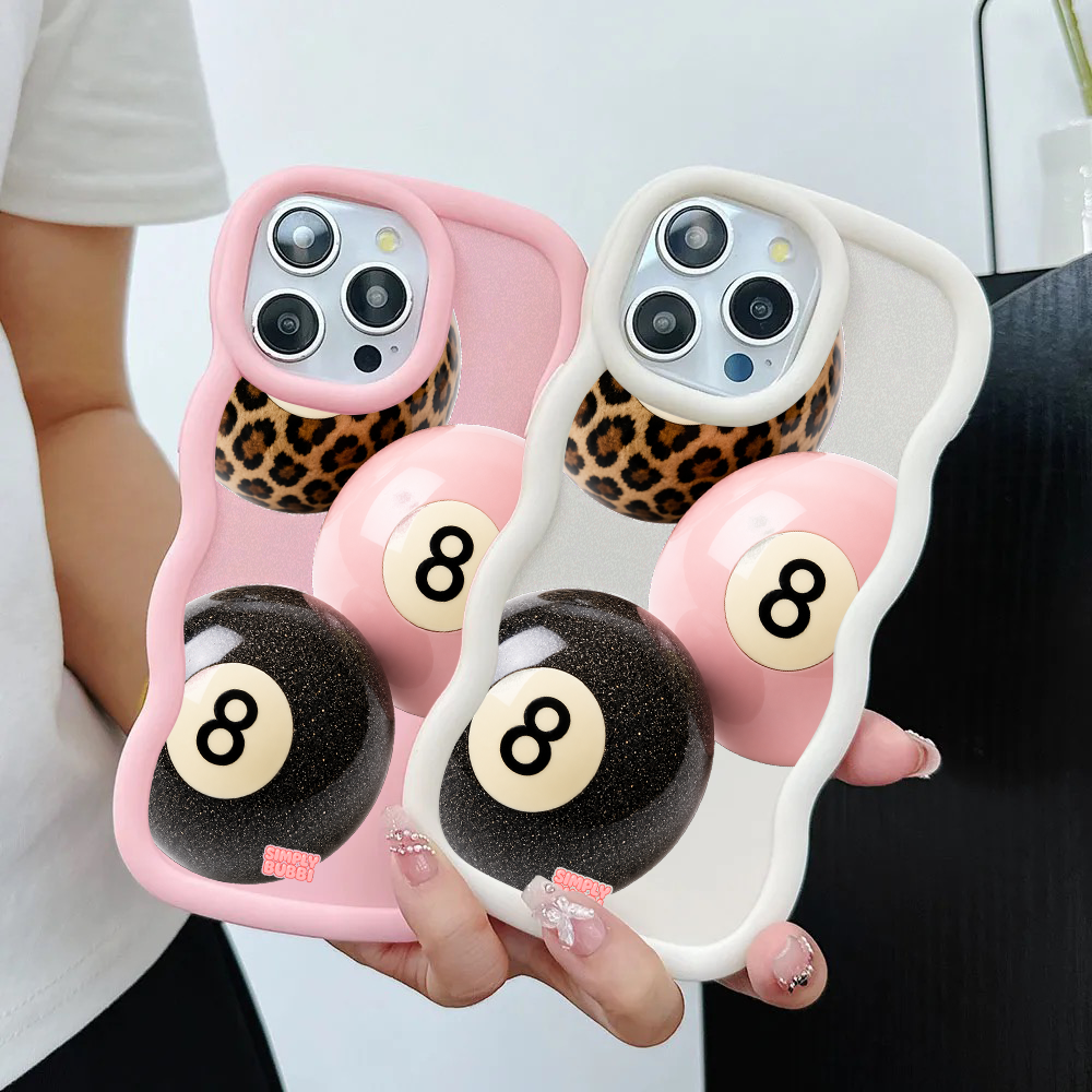 Leopard Blush Glitter 8 Balls Wavy iPhone Case – product view 2