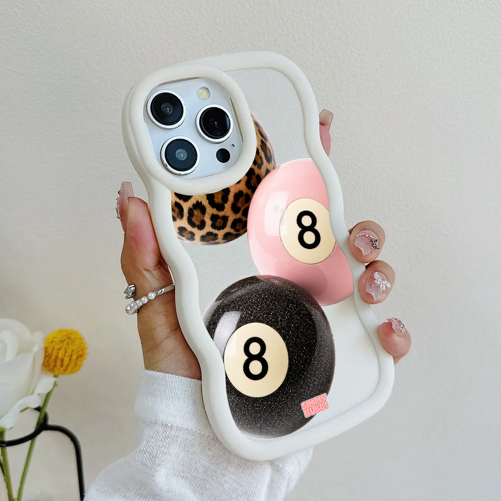 Leopard Blush Glitter 8 Balls Wavy iPhone Case – product view 4