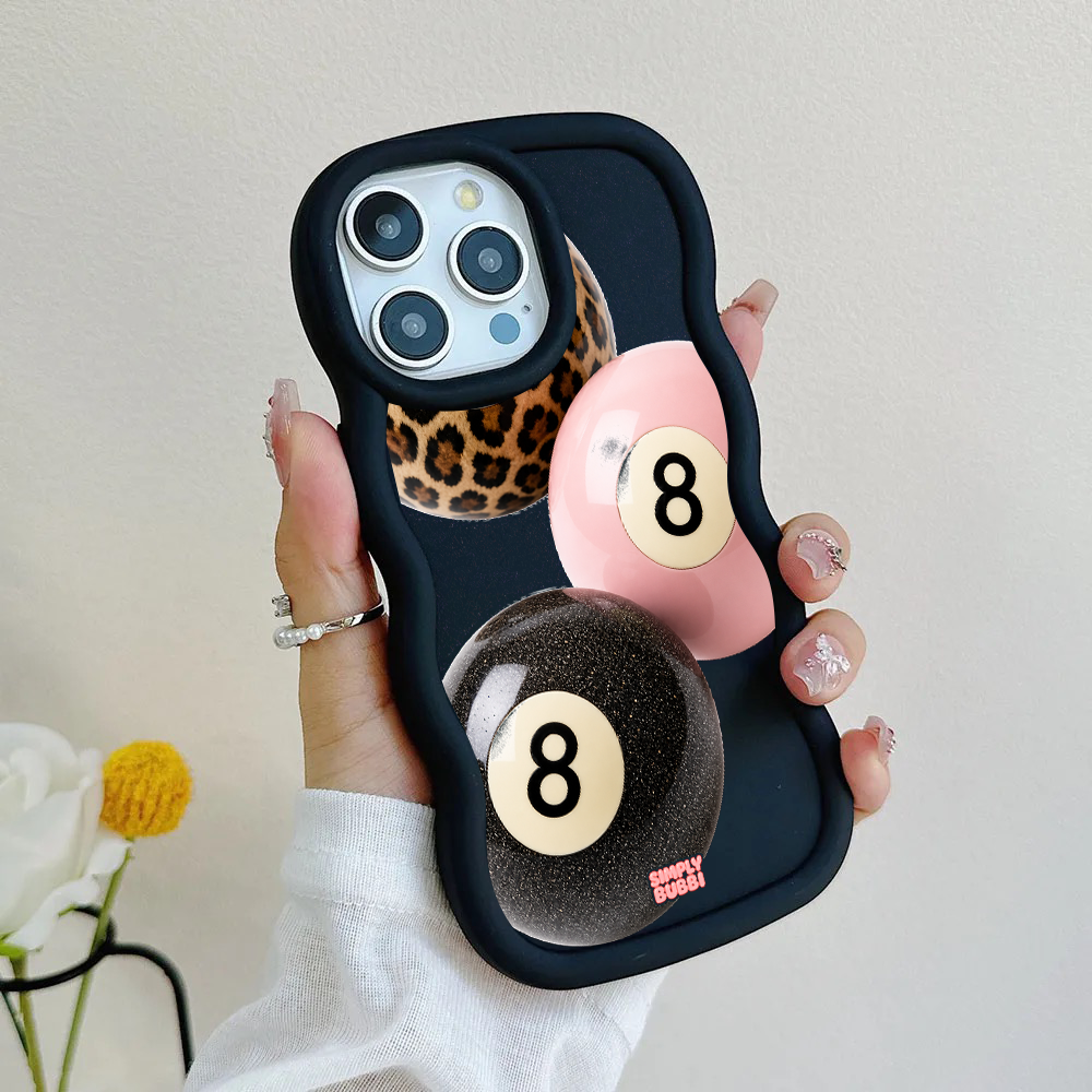Leopard Blush Glitter 8 Balls Wavy iPhone Case