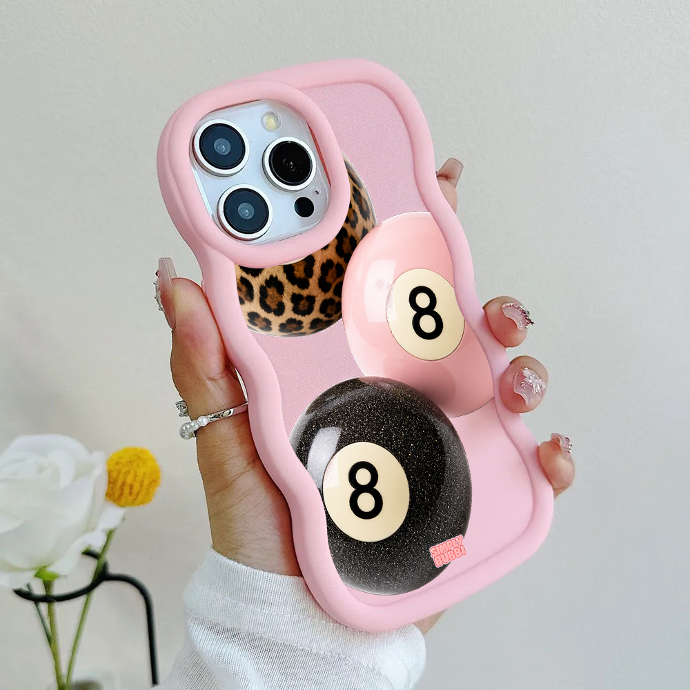 Leopard Blush Glitter 8 Balls Wavy iPhone Case – product view 6