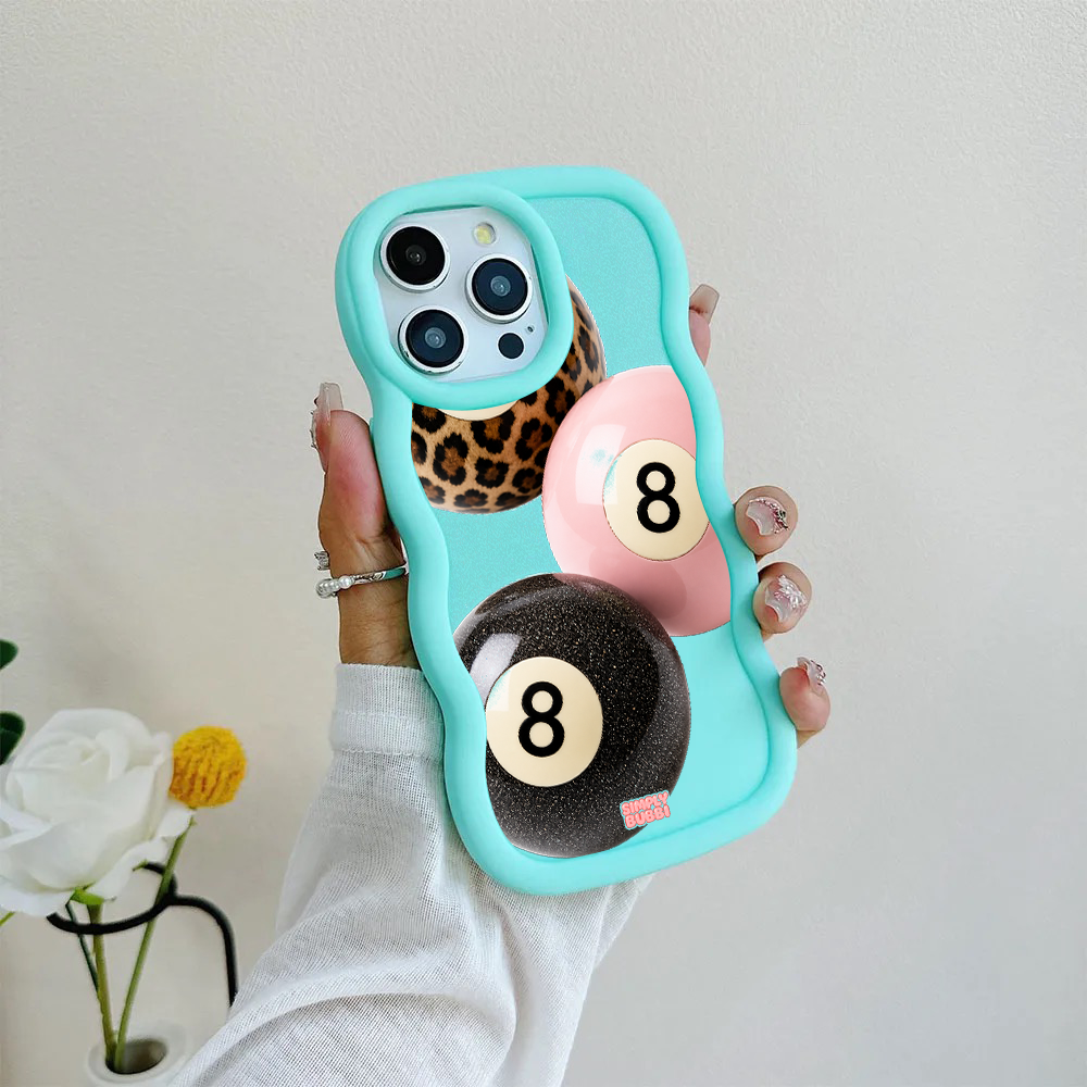 Leopard Blush Glitter 8 Balls Wavy iPhone Case – product view 7
