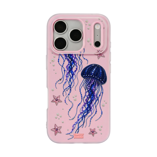Beadwork Jellyfish Sequin Stars Pop iPhone Case – Blush color