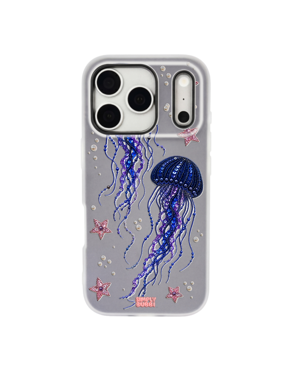 Beadwork Jellyfish Sequin Stars Pop iPhone Case – Gray color