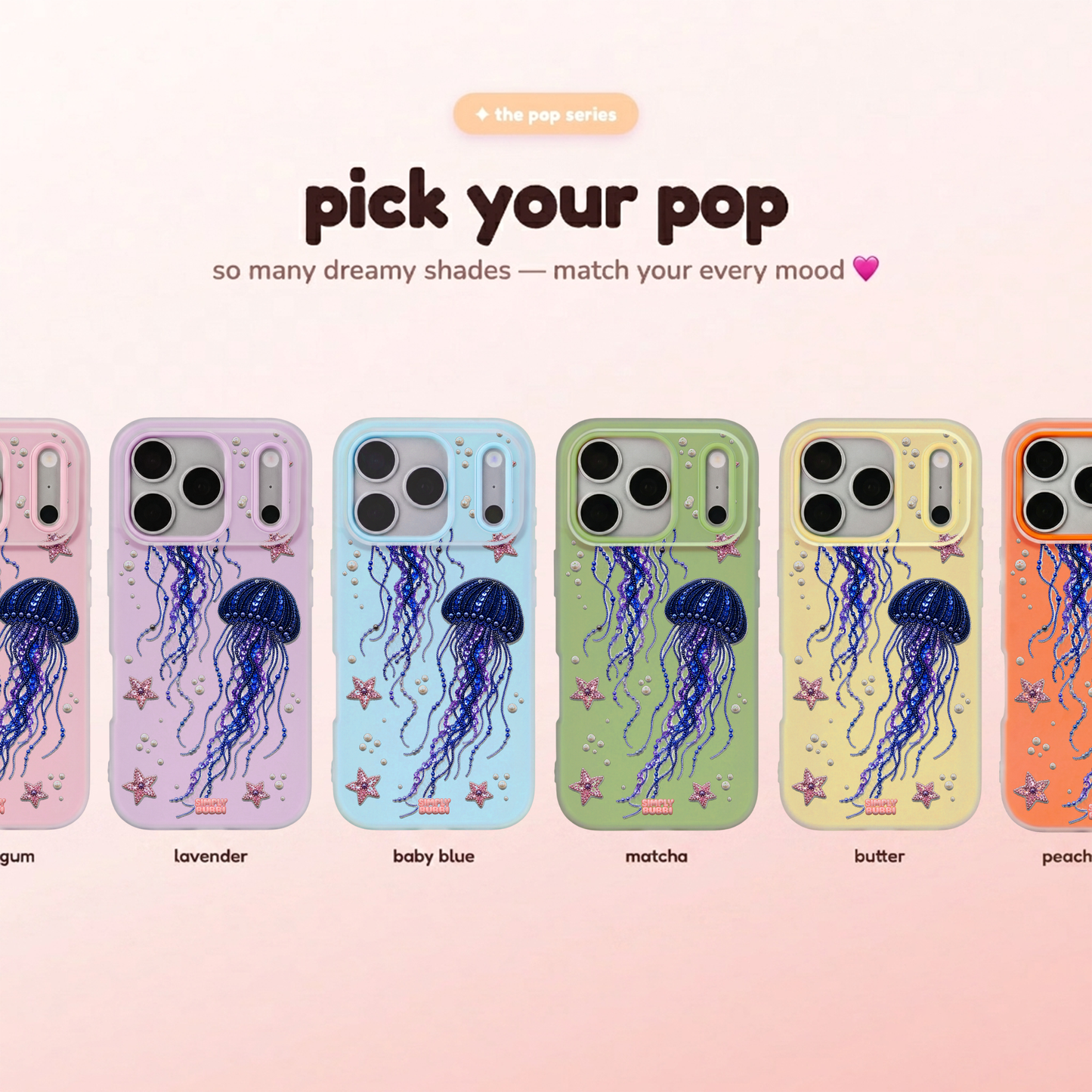 Beadwork Jellyfish Sequin Stars Pop iPhone Case – product view 1
