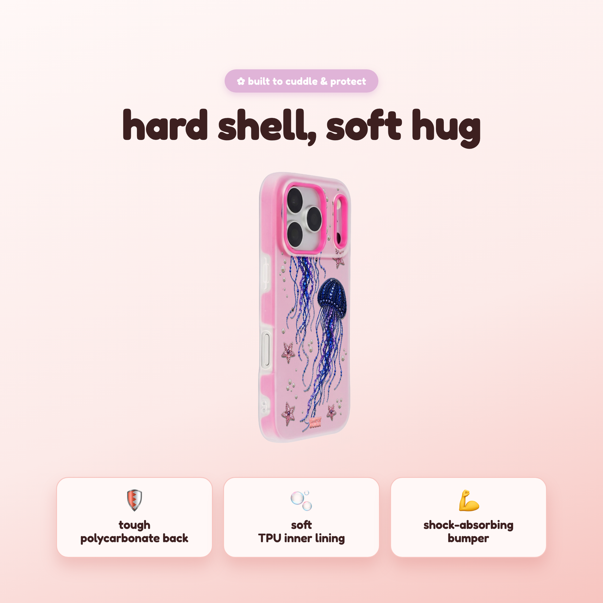 Beadwork Jellyfish Sequin Stars Pop iPhone Case – product view 2