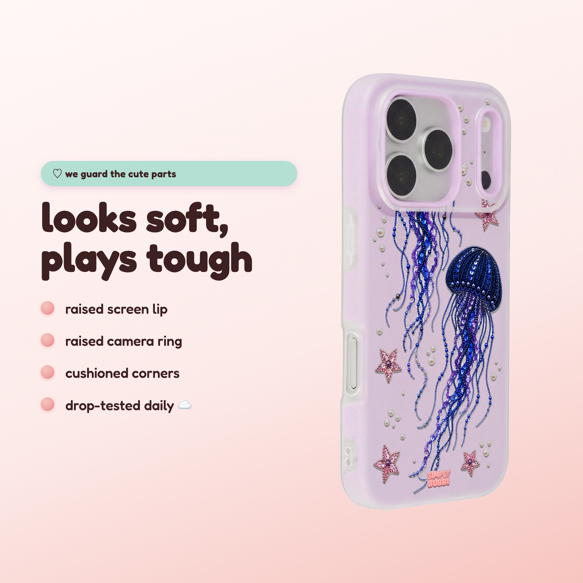 Beadwork Jellyfish Sequin Stars Pop iPhone Case – product view 3