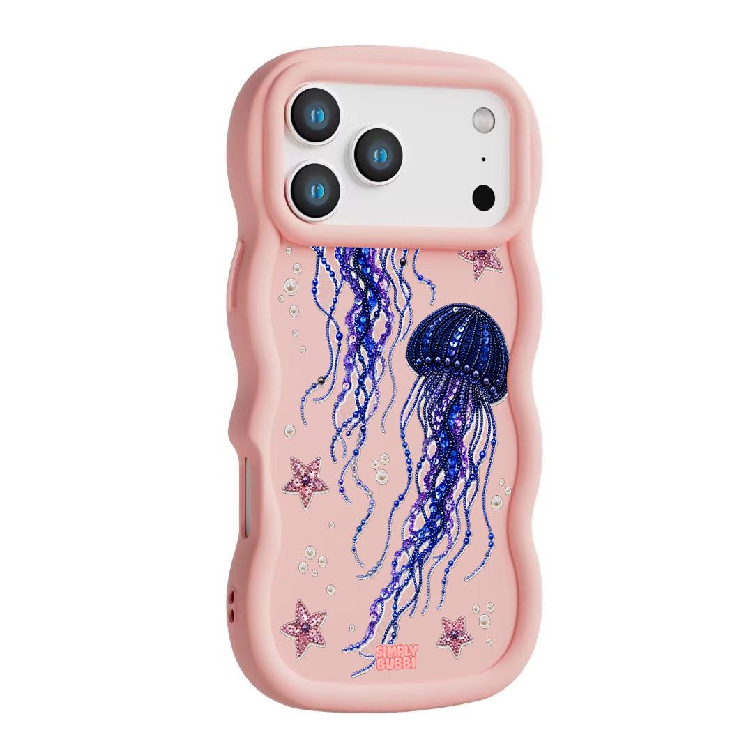 Beadwork Jellyfish Sequin Stars Wavy iPhone Case – product view 9