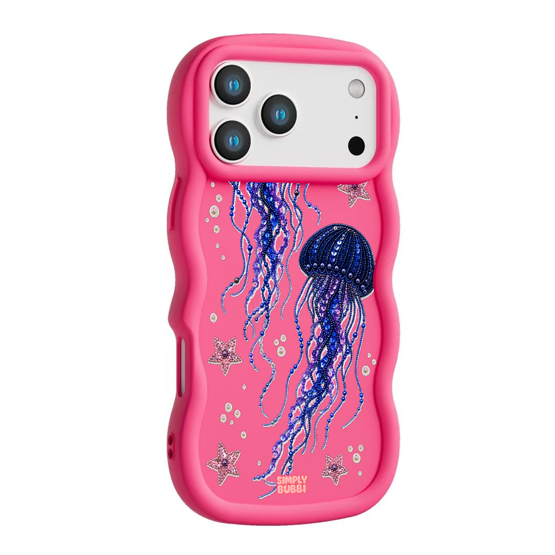 Beadwork Jellyfish Sequin Stars Wavy iPhone Case – product view 10