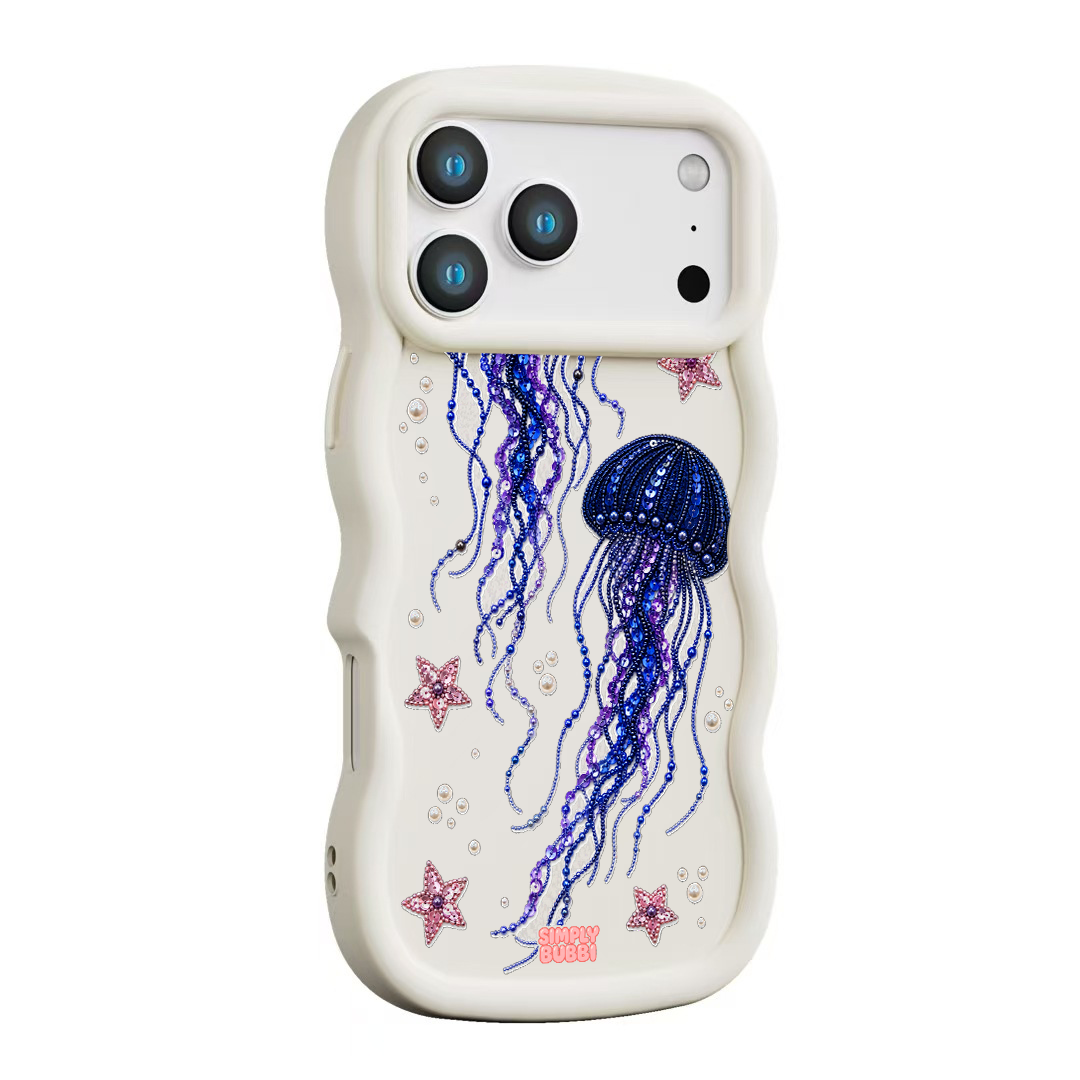 Beadwork Jellyfish Sequin Stars Wavy iPhone Case – product view 11