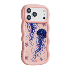 Beadwork Jellyfish Sequin Stars Wavy iPhone Case – Blush