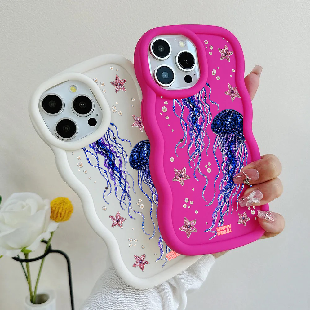Beadwork Jellyfish Sequin Stars Wavy iPhone Case