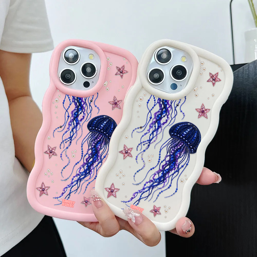 Beadwork Jellyfish Sequin Stars Wavy iPhone Case – product view 2
