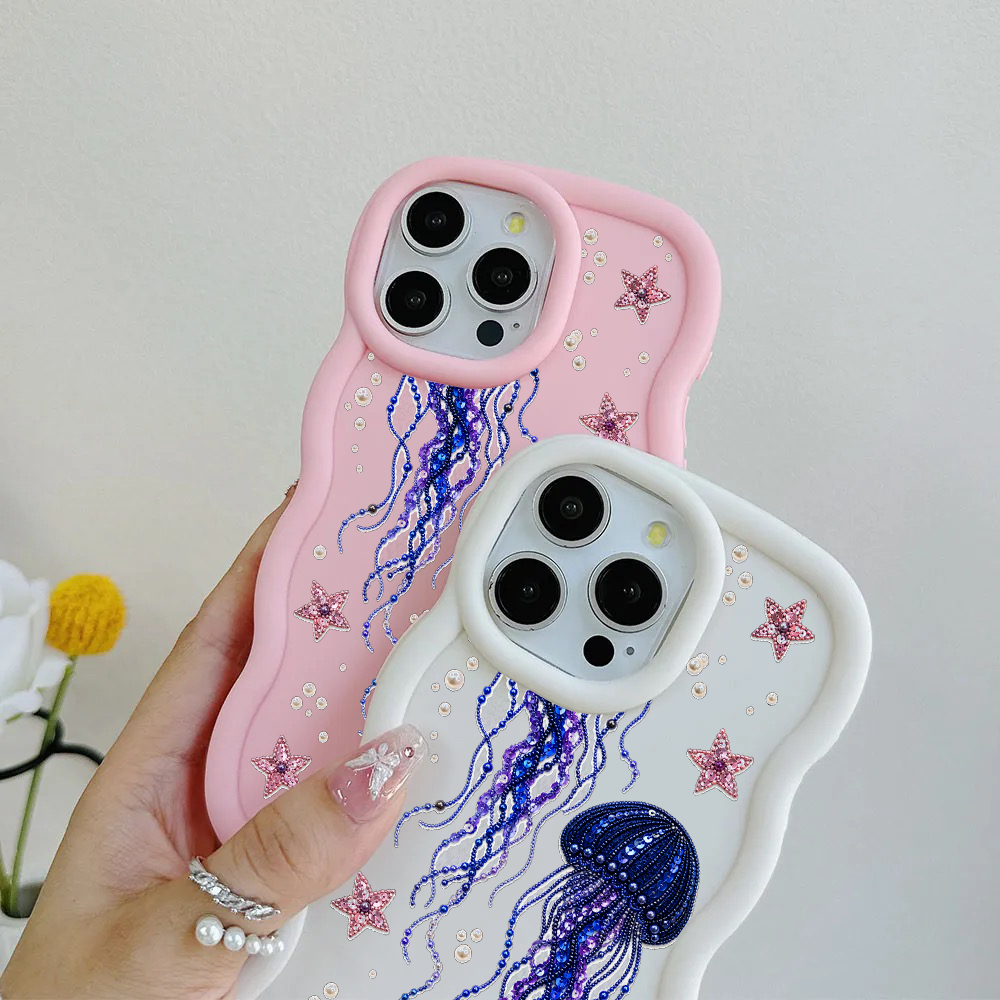 Beadwork Jellyfish Sequin Stars Wavy iPhone Case