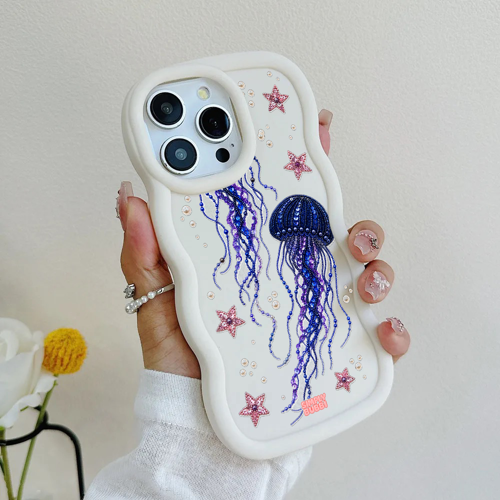 Beadwork Jellyfish Sequin Stars Wavy iPhone Case