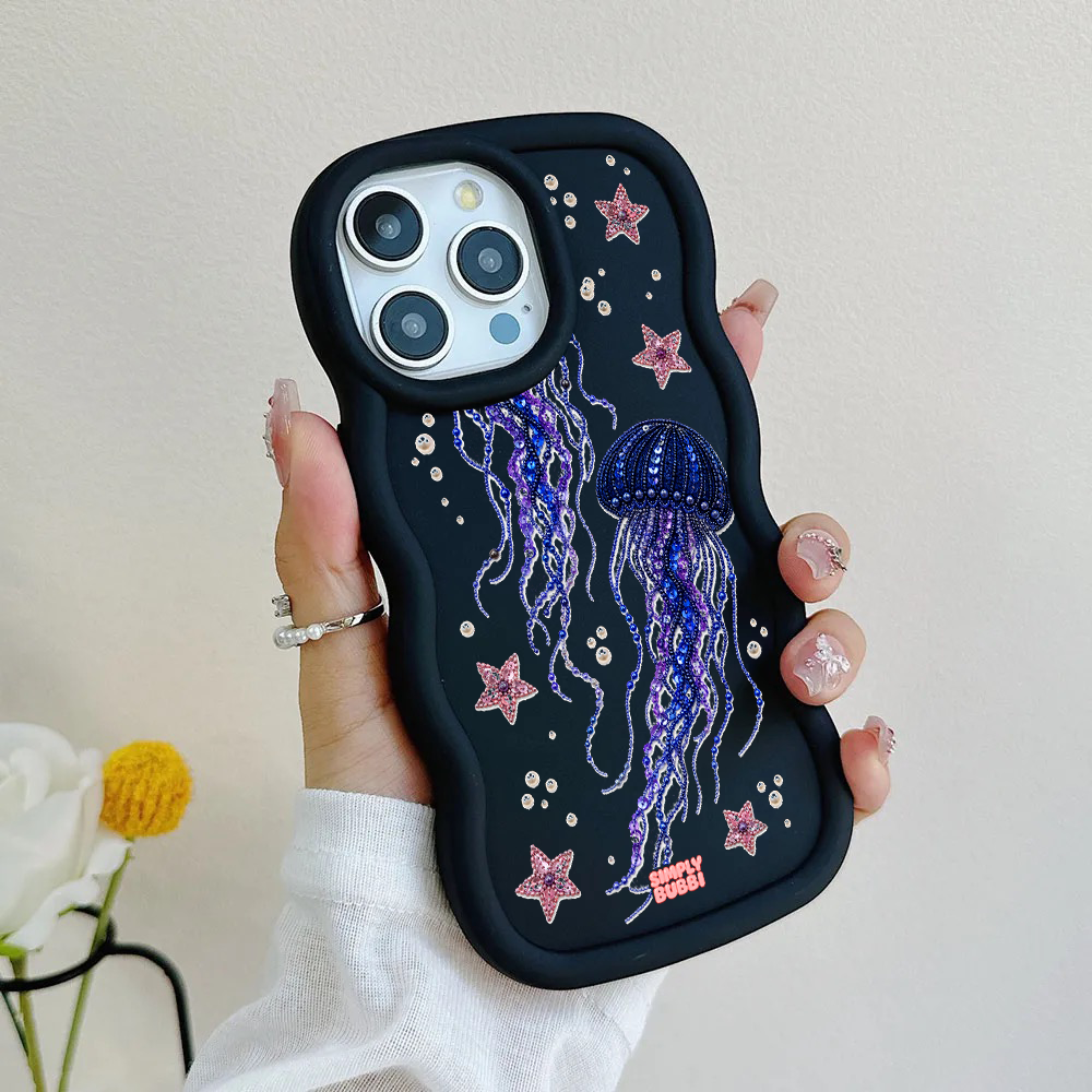 Beadwork Jellyfish Sequin Stars Wavy iPhone Case – product view 5