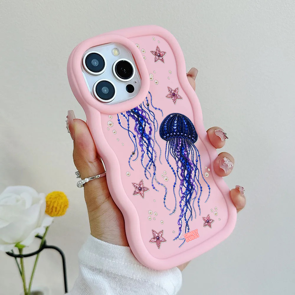 Beadwork Jellyfish Sequin Stars Wavy iPhone Case – product view 6