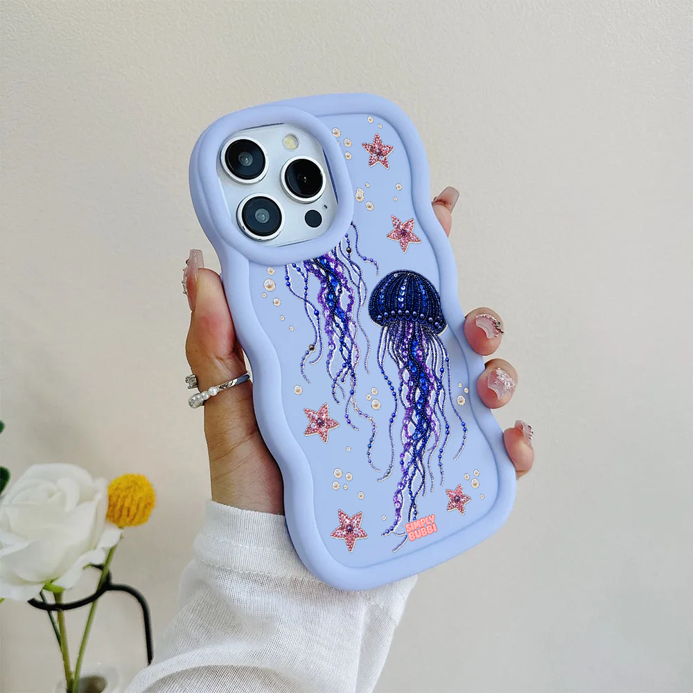 Beadwork Jellyfish Sequin Stars Wavy iPhone Case – product view 8