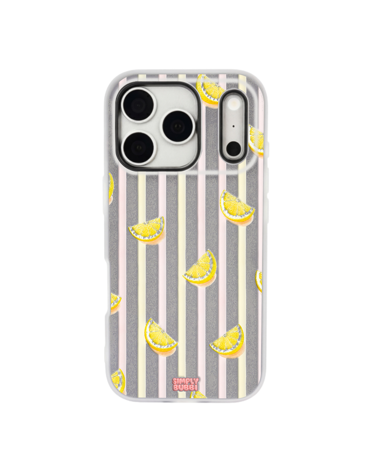 Lemon Stripes Pop iPhone Case – Gray color
