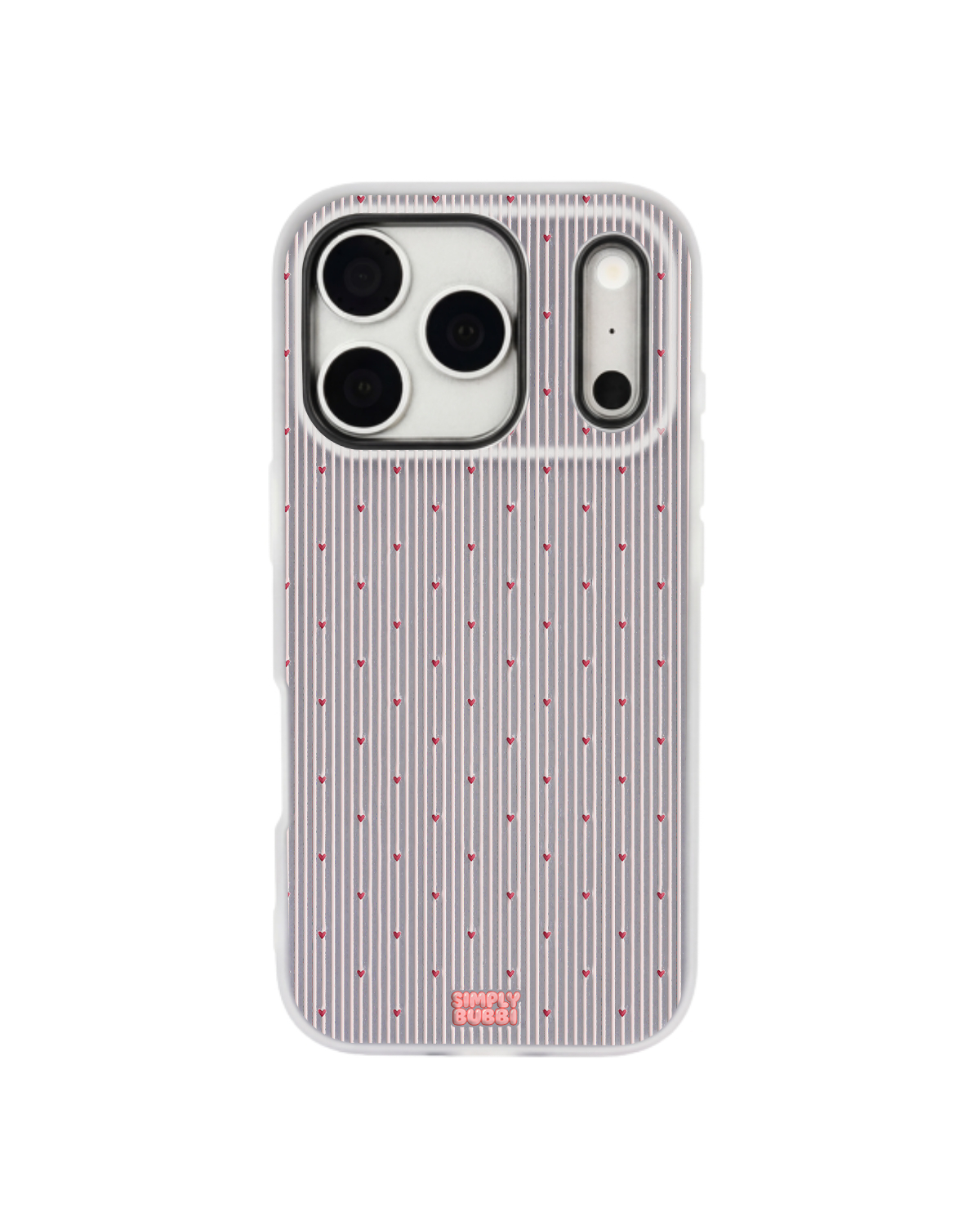 Stripe Hearts Pop iPhone Case – Gray color