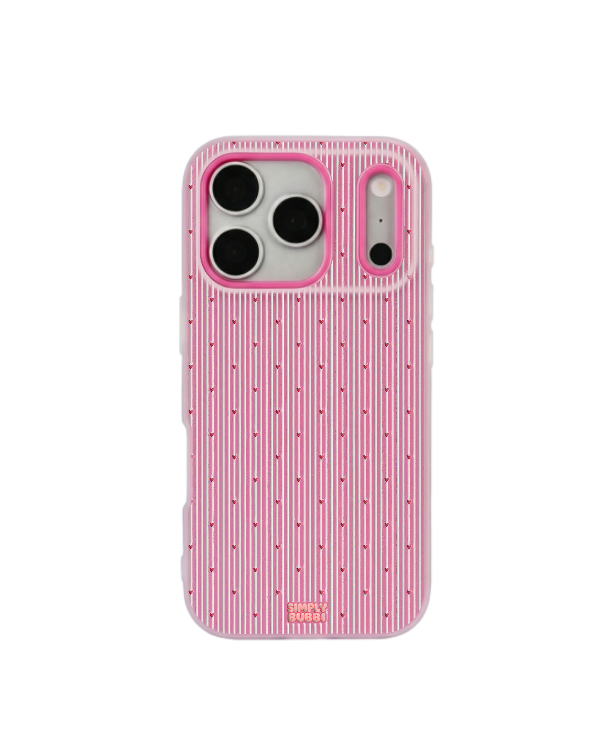 Stripe Hearts Pop iPhone Case – Hot Pink color