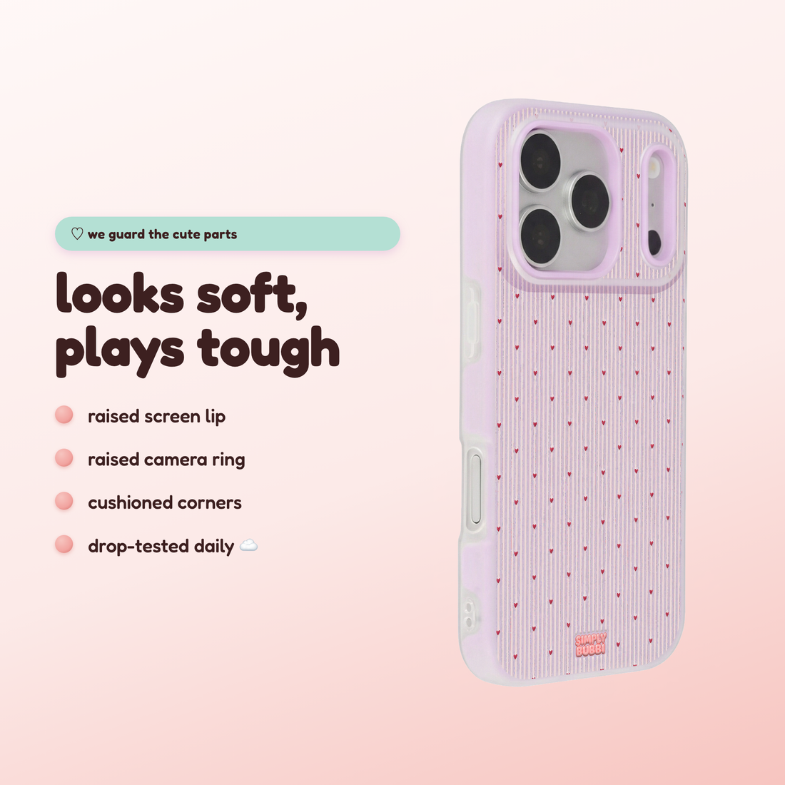 Stripe Hearts Pop iPhone Case