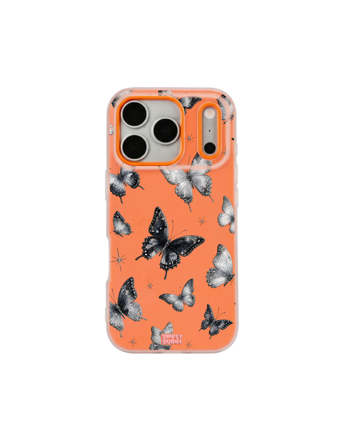 Crystal Butterflies Pop iPhone Case – Orange color