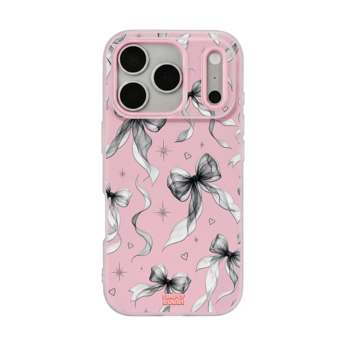 Noir Bows Pop iPhone Case – Blush color