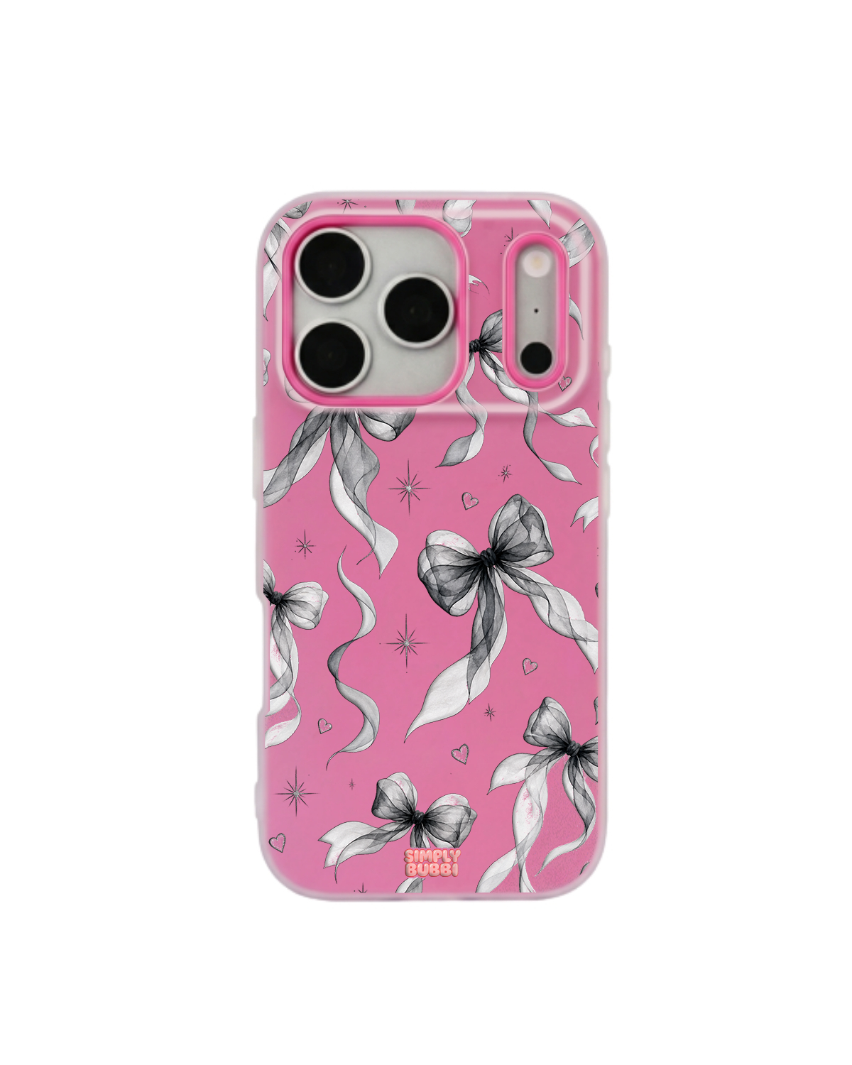 Noir Bows Pop iPhone Case – Hot Pink color