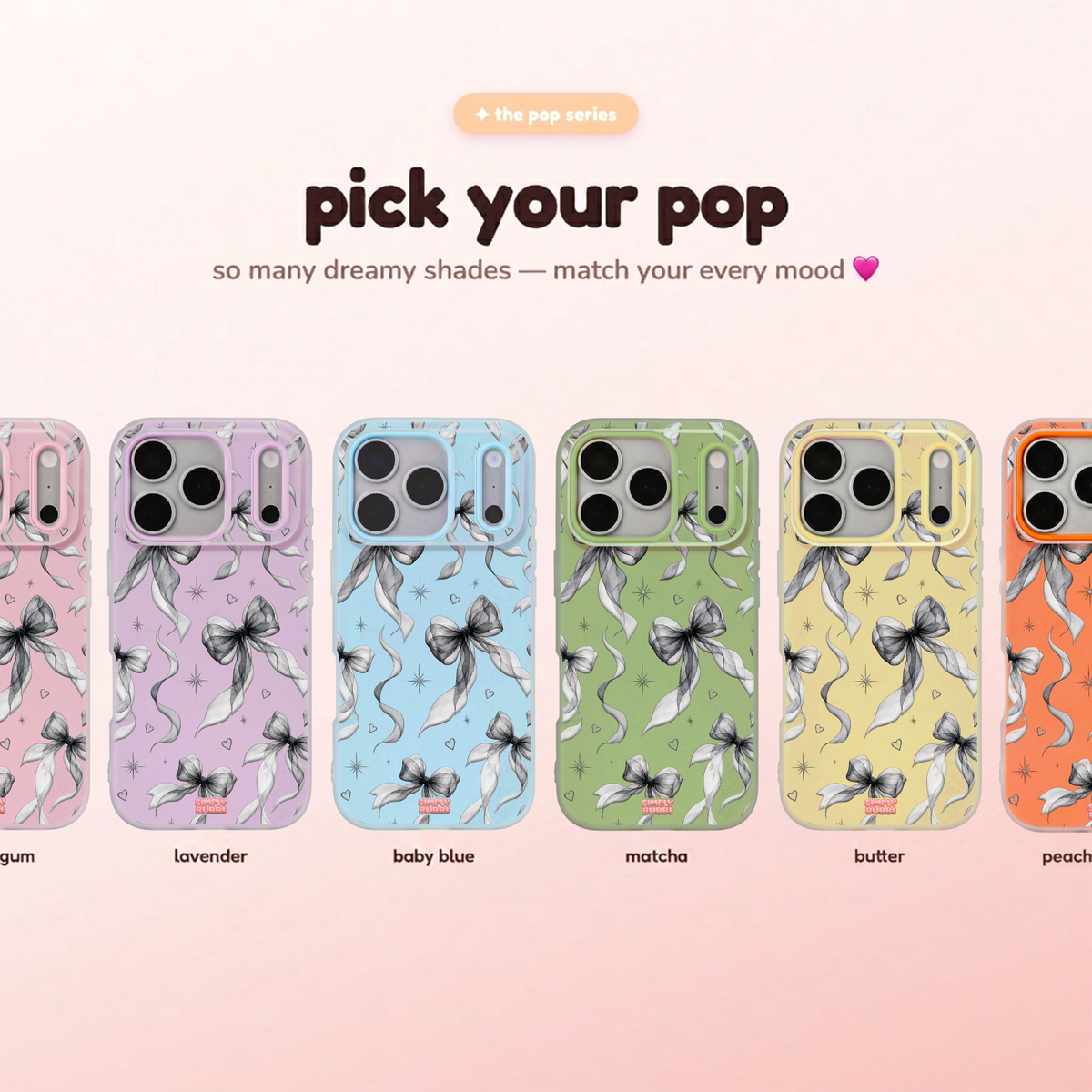 Noir Bows Pop iPhone Case – product view 1