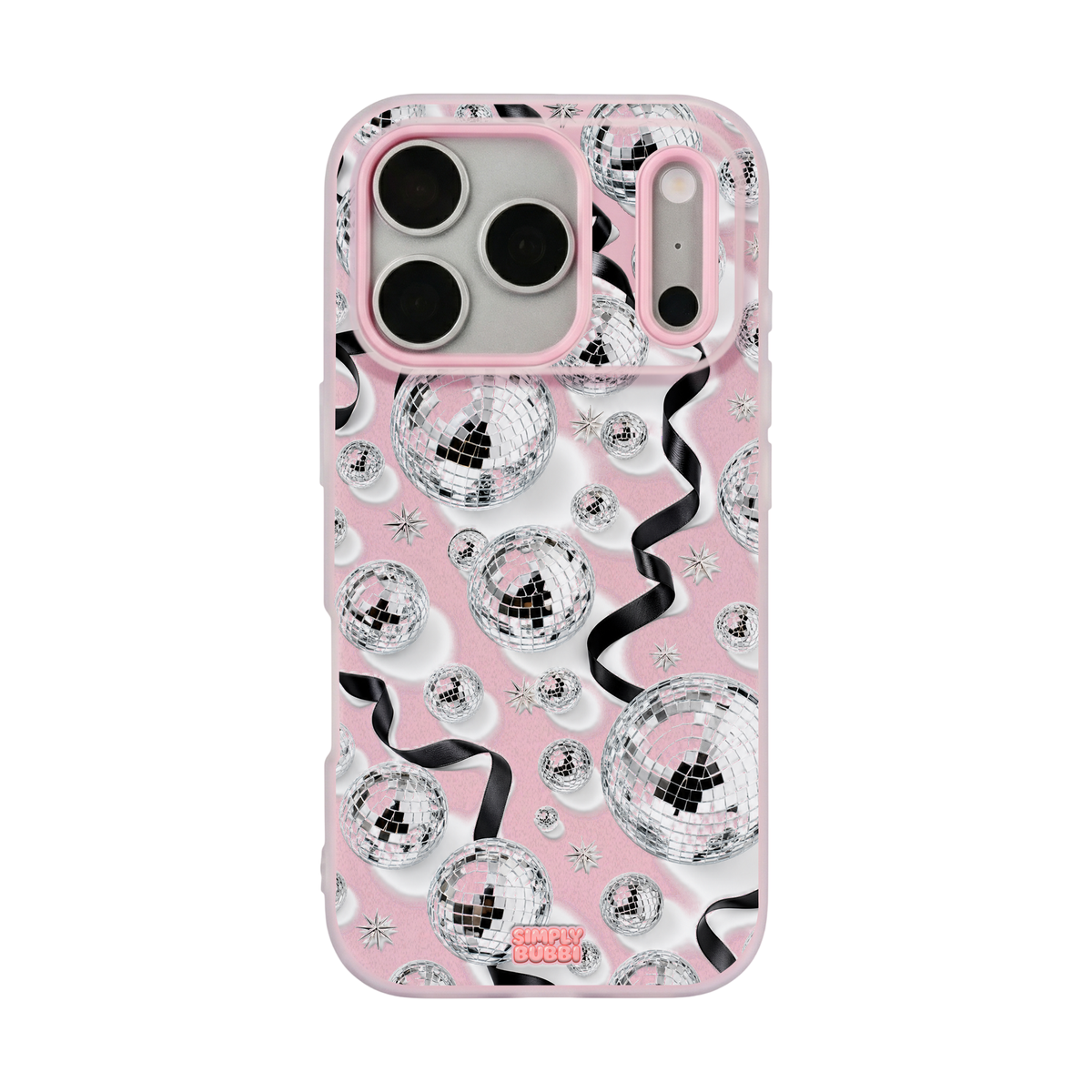 Silver Disco Pop iPhone Case – Blush color