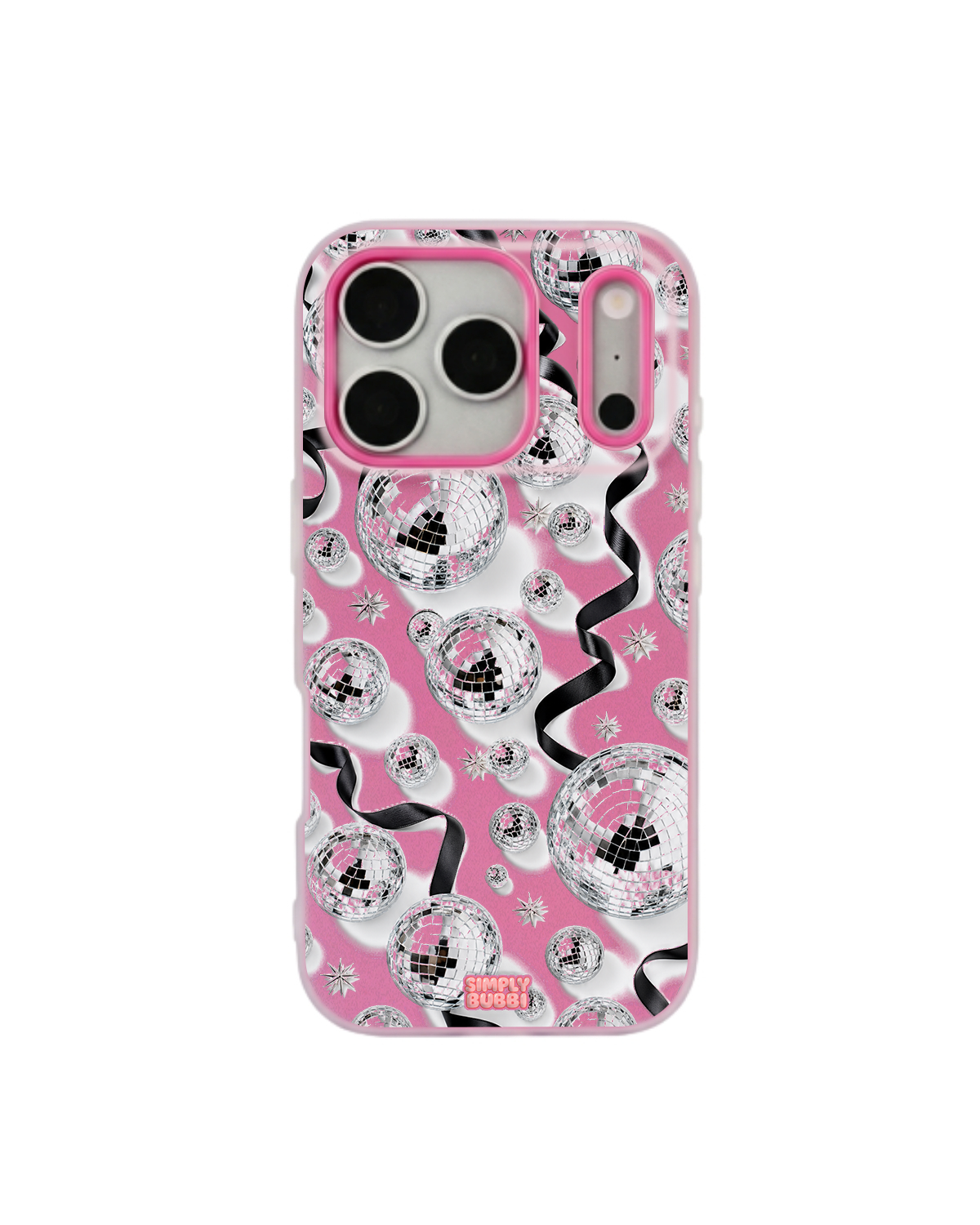 Silver Disco Pop iPhone Case – Hot Pink color